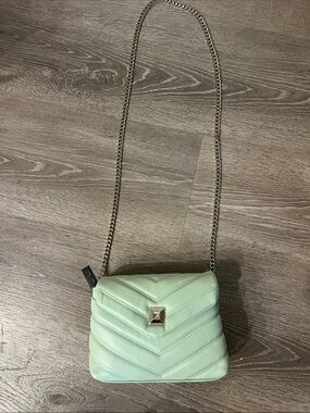 Mint Green Quilted Crossbody Bag with Silver Chain Strap WHBM NWT